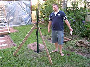 Installing the Clothesline with the hired help - Matt