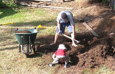 Digging up the Mulch from the Stump Grinder