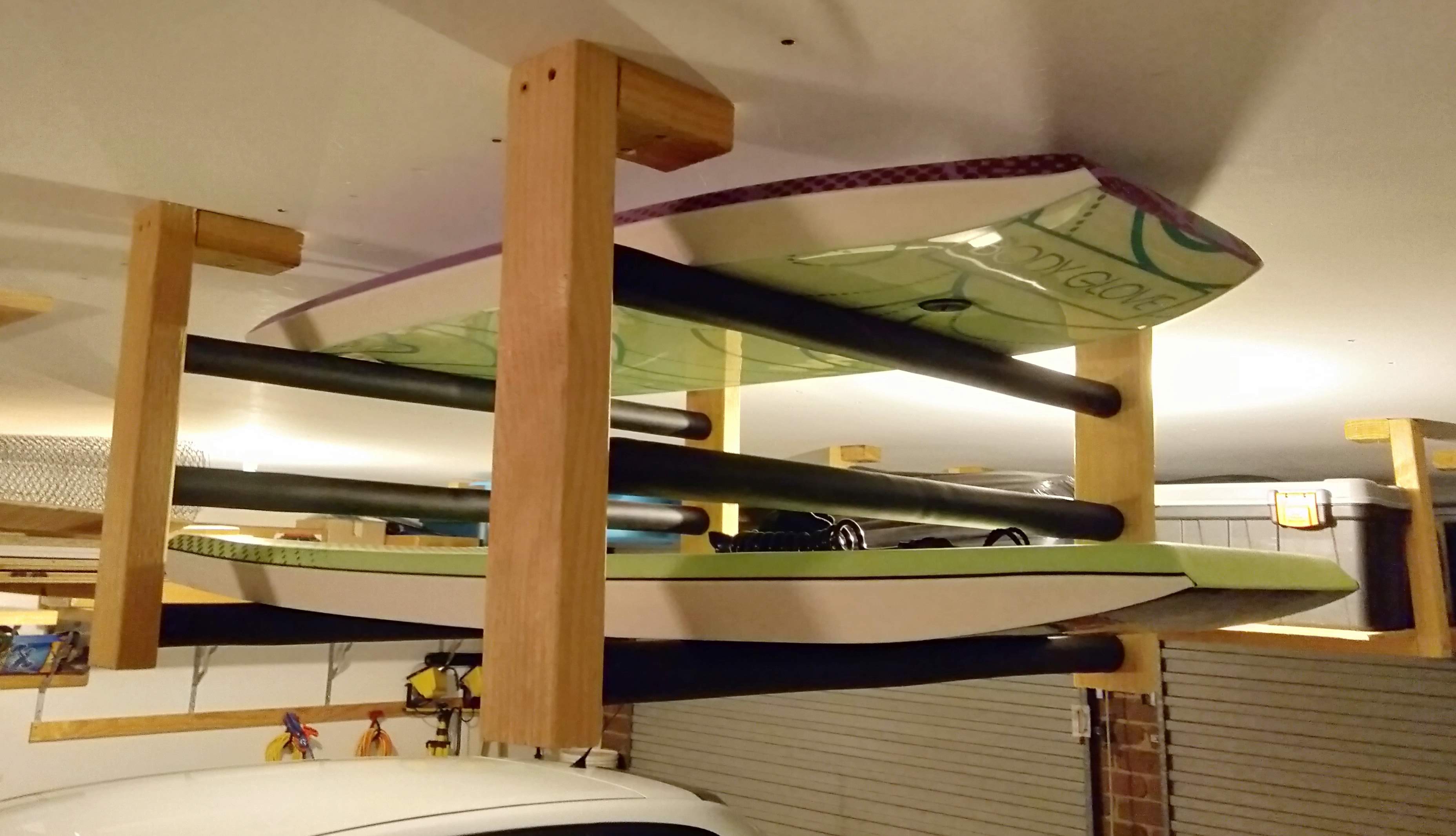 Diy Ceiling Mounted Bodyboard And Surfboard Storage Rack